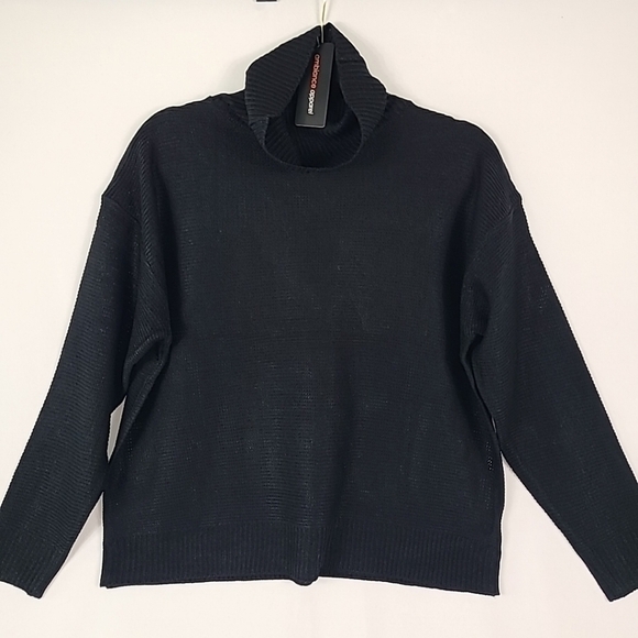 NEW Ambiance Apparel Women Black Ribbed Turtleneck Long Sleeve Sweater Top Sz M - Picture 1 of 7
